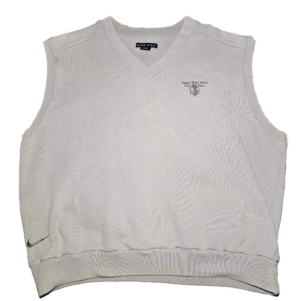 Vintage Nike Mens Golf Vest Sweater Beige V-Neck Pullover Robert Jones Trail